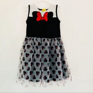 Disney Girls Black White Minnie Mouse Tutu Dress Sz 6X